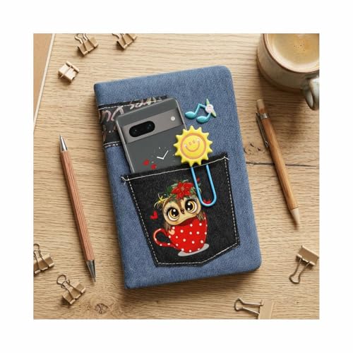 Image of COI A5 Denim Diary with Front Pocket & Cute Bookmark | Hardbound Ruled Notebook 156 Pages 70 GSM Bleed Free Paper | Fabric Cover Journal for Writing, Notes | Gift for Men Women | Office Travel Diary