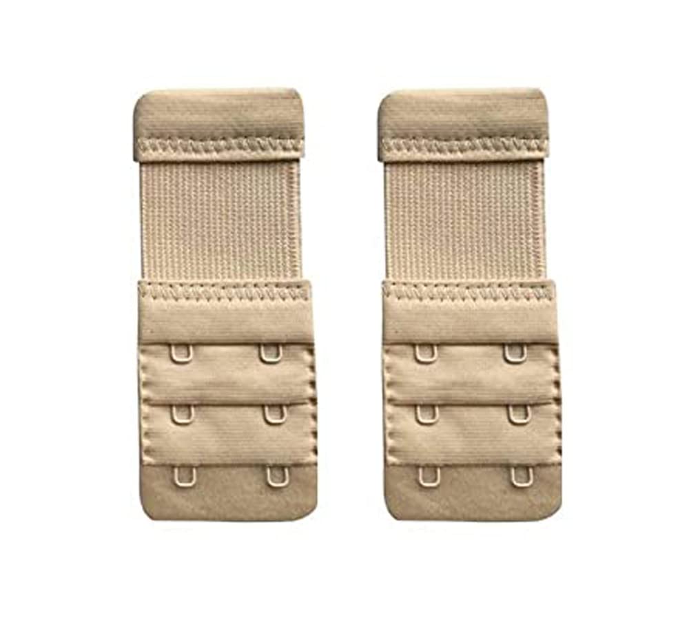 � Bra Hook Extender-2 Hook - 3 Rows (with Extra Elastic) Save Your Bra Increase (Beige (Pack of 2))-image-24
