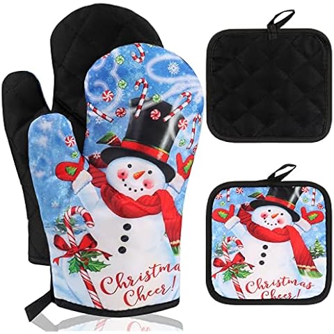 Lucleag Christmas Oven Mitts and Potholders Set Cover