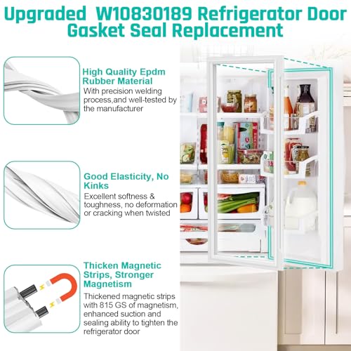 Upgraded W10830189 Refrigerator Door Gasket Replacement Compatible with Whirlpool Ken-more Refrigerator W10137006, W10163894 Refrigerator Fresh Food Door Gasket Seal for Kitchen-Aid Fridge Seal Part by Luckman - Image 4