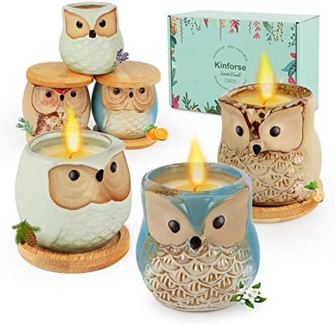 Kinforse Scented Candles Gifts for Women, Owl Gift Set for Ladies Birthday