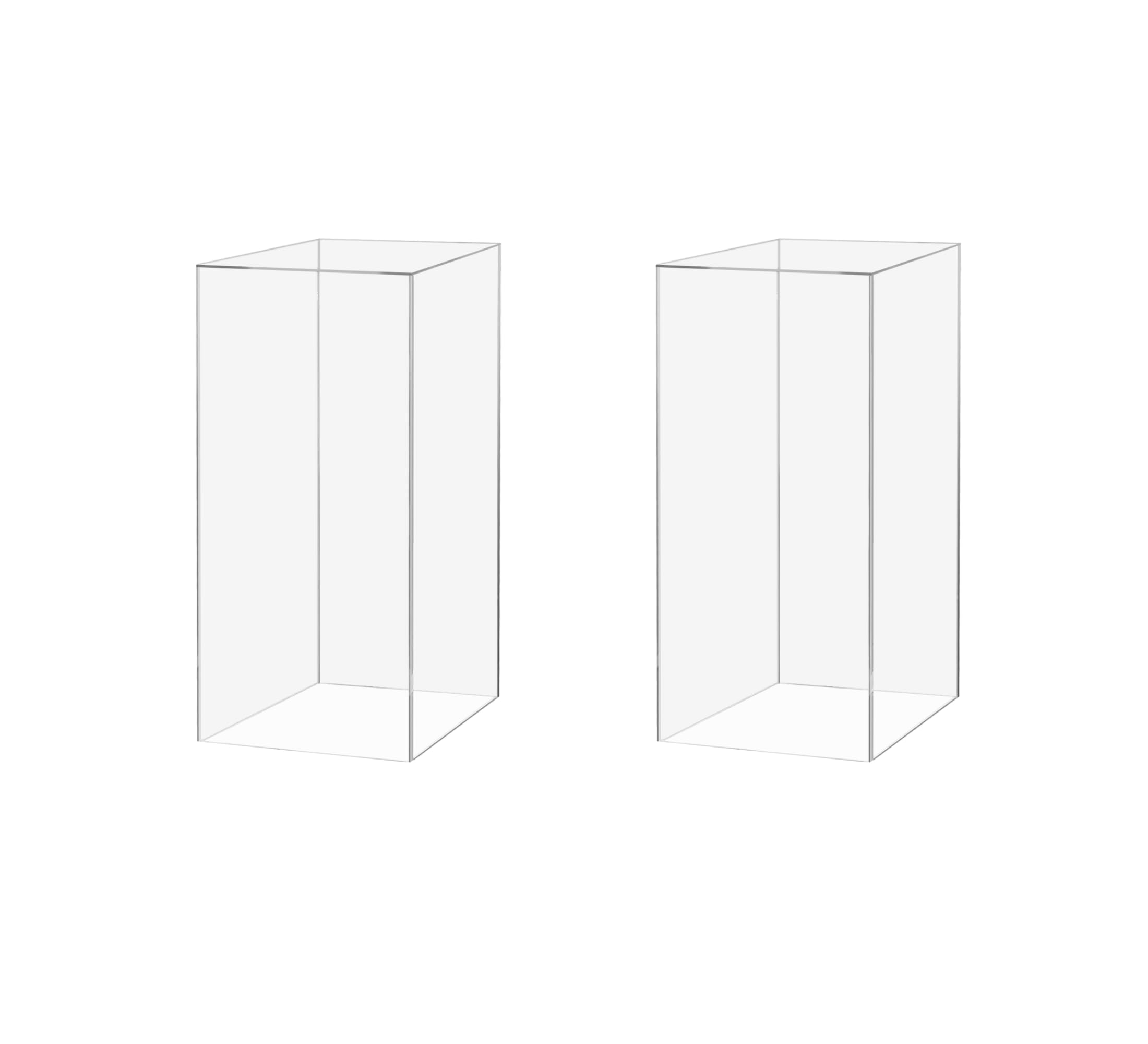 2 Pack Acrylic Riser Box Tall Pedestal 5 Sided Cube No Lid Flower Tower Art Stand Easel Display Decor 12" x 12" x 32" Collectible Show Case by Marketing Holders