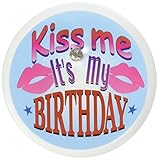 Beistle BL014 Kiss Me, It's My Birthday Blinking Button, 2-Inch