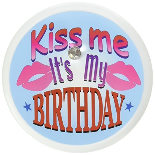 Beistle BL014 Kiss Me, It's My Birthday Blinking Button, 2-Inch,Multicolored