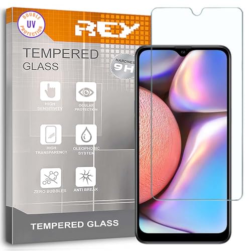 REY Protector de Pantalla para Samsung Galaxy A10s, Cristal con Doble Protección UV, Vidrio Templado Premium 9H+