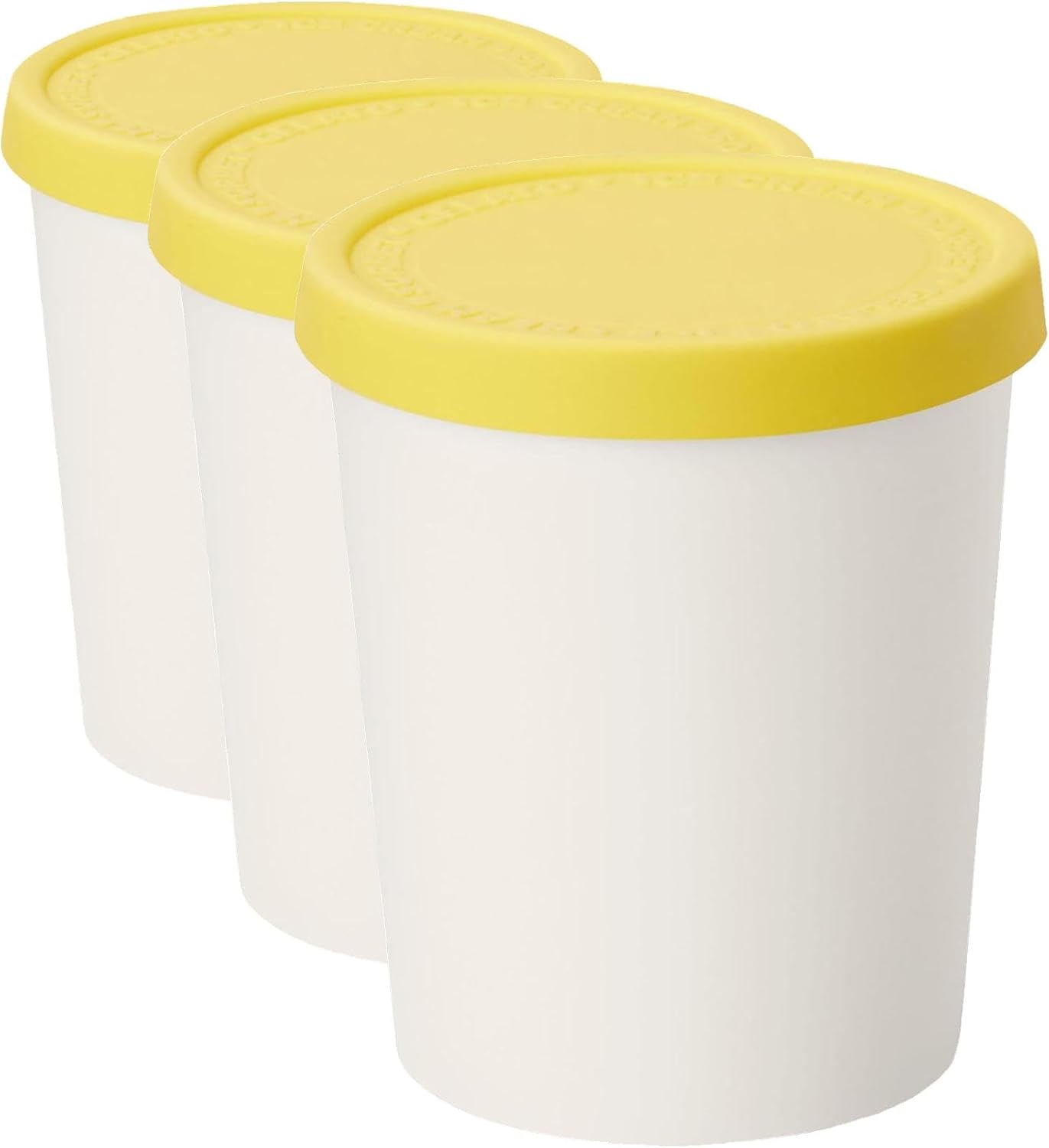 Tovolo Sweet Treat, Reusable Ice Cream Container for Homemade Ice Cream, Lemon - 1 Quart Stackable Storage Tubs with Silicone Lids for Freezer - BPA-Free & Dishwasher-Safe (Pack of 3)