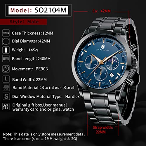 Image of Men's Watches 10 Bar Waterproof - Slim Fashion Wrist Watch for Men with Sliver /Black Stainless Steel /Leather Band Chronograph Wristwatches