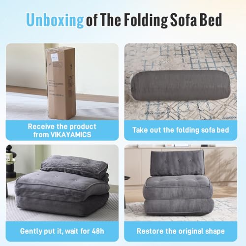 Convertible Sleeper Chair Folding Sofa Bed 33” with Pillow Futon Boneless Couch with Back Support Small Couch for Living Room(Grey) . ( Used see the pictures)