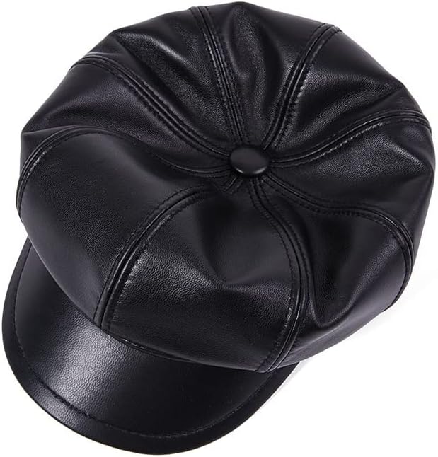 Ladies Leather Hat Leather Hat Women's Octagonal Beret Duck Tongue
