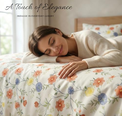Image of VAS COLLECTIONS 300 TC Cloud Cotton Bedsheet Set Super King Size 108x108 Inch (275x275 cm) | Soft Breathable Double Bed Sheet with 2 Pillow Covers | Luxury Hotel Quality Bed Linen (Ivory)