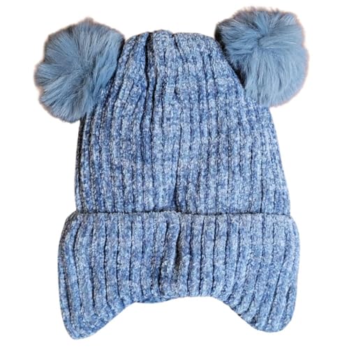 Gorro Touca Urso Infantil com Pompom Para Meninos e Meninas Com Forro de Pelinho Para Inverno (BR, A