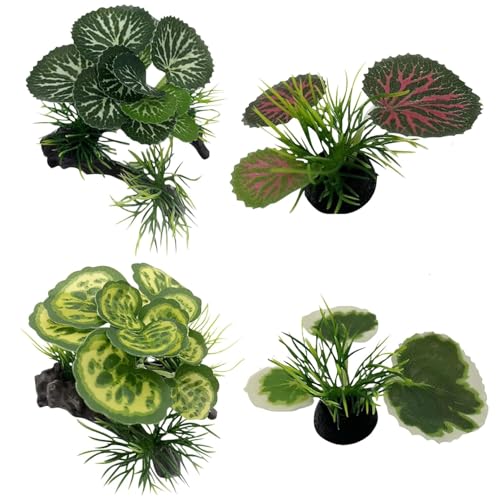 MEISO 4 Pezzi Piante Acquario, Piante Finte Acquario, Piante Ornamentali per Acquario, Plastica Piante Acquatiche,...
