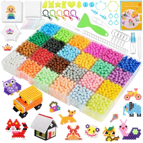 AUAUY 6800PCS Abalorios Cuentas de Agua, 24 Colores Magic beads Recambio con Recambio de Mágicas No TóXicas Bolas Magic beads Recambios Colores para NiñOs Regalo Principiante