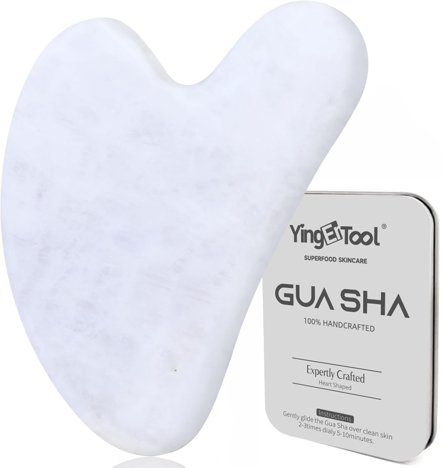 Gua Sha 100% Natürlicher Weißer Quarzstein, Gesicht Guasha W