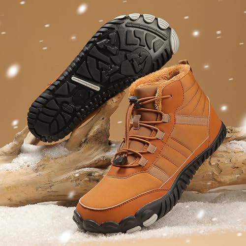 Men's and Women's Barefoot Hiking Boots | Zero Drop Winter Snow Boots with Wide Toe Box | Slip-On Waterproof Ankle Booties | Minimalist Five-Finger Sneakers for Outdoor Hiking and Walking3