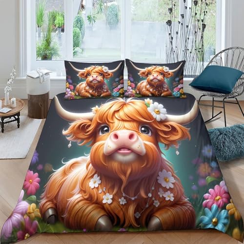Housse de couette 260x220 chat dessin animé parure de lit confortable 3D