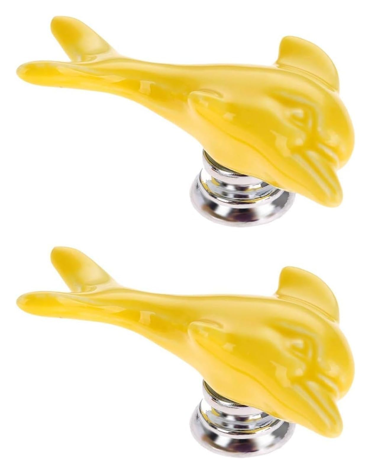 QZHAXITYT Ceramic Cabinet Knobs Pulls Ceramic Drawer Knobs Dolphin Ceramic Knobs, Multicolor, 61x28x28mm, 2pcs, for Cabinets and Furniture(Yellow)