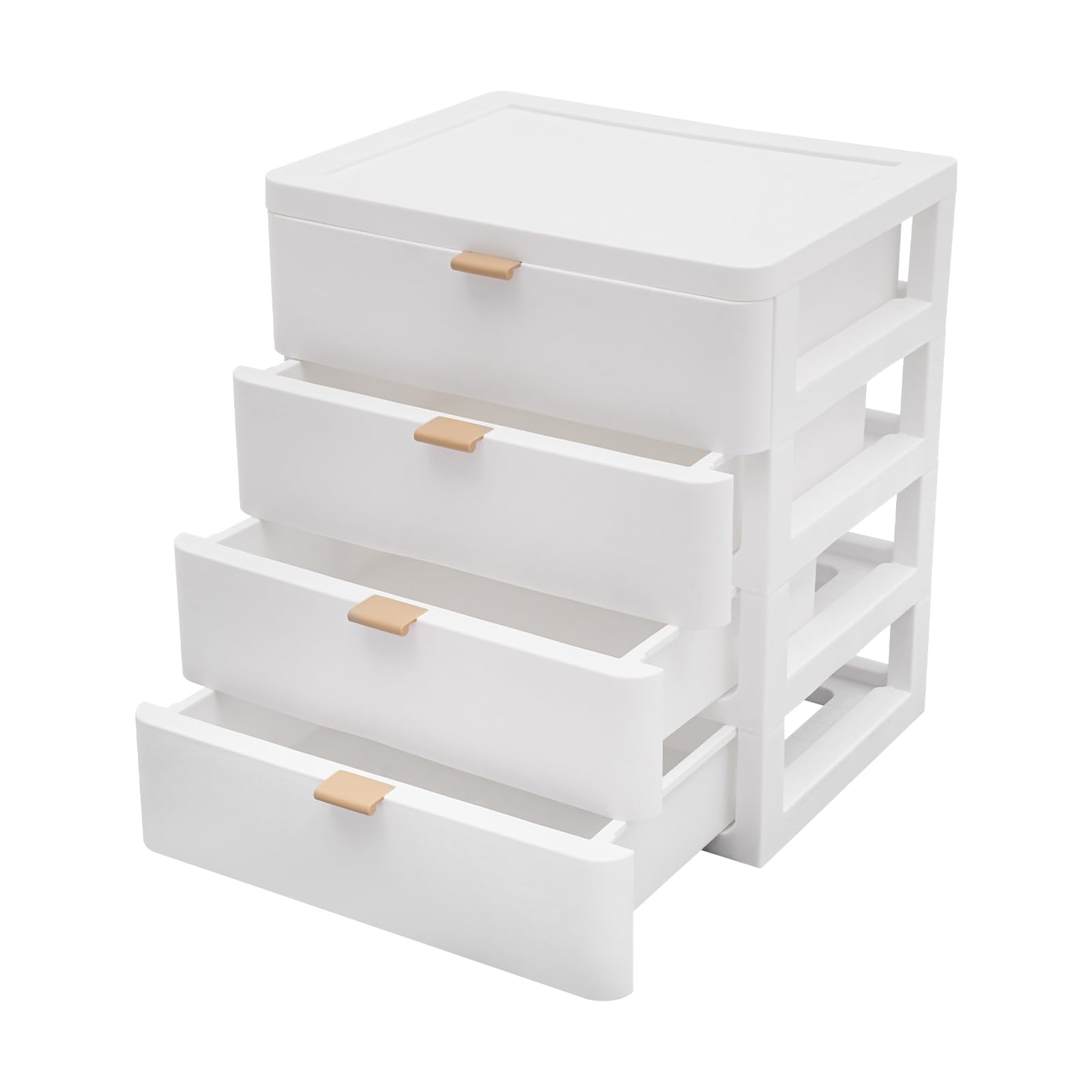 Caisson de Bureau avec 4 Tiroirs,Petite Tour de Rangement,Organiseur de Bureau,Boîte de Rangement Avec Tiroirs pour Bureau, Chambre à Coucher, Cosmétiques, Blanc, 26 x 20,2 x 29 cm