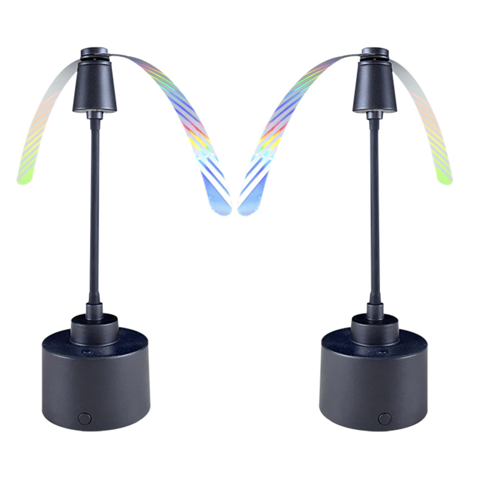 2PCS 2 In 1 Table Fly Repellent Fan with LED Light, Soft Blades, Deformable Rod, for Restaurants, Picnic, BBQ, Camping, Party (black)
