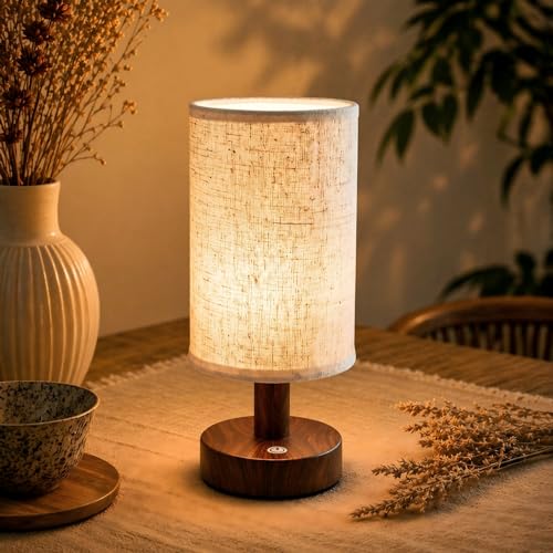 XWU Rechargeable Touch-Control Mini Bedside Lamp, 3-Level Dimmable, Tool-Free Assembly,