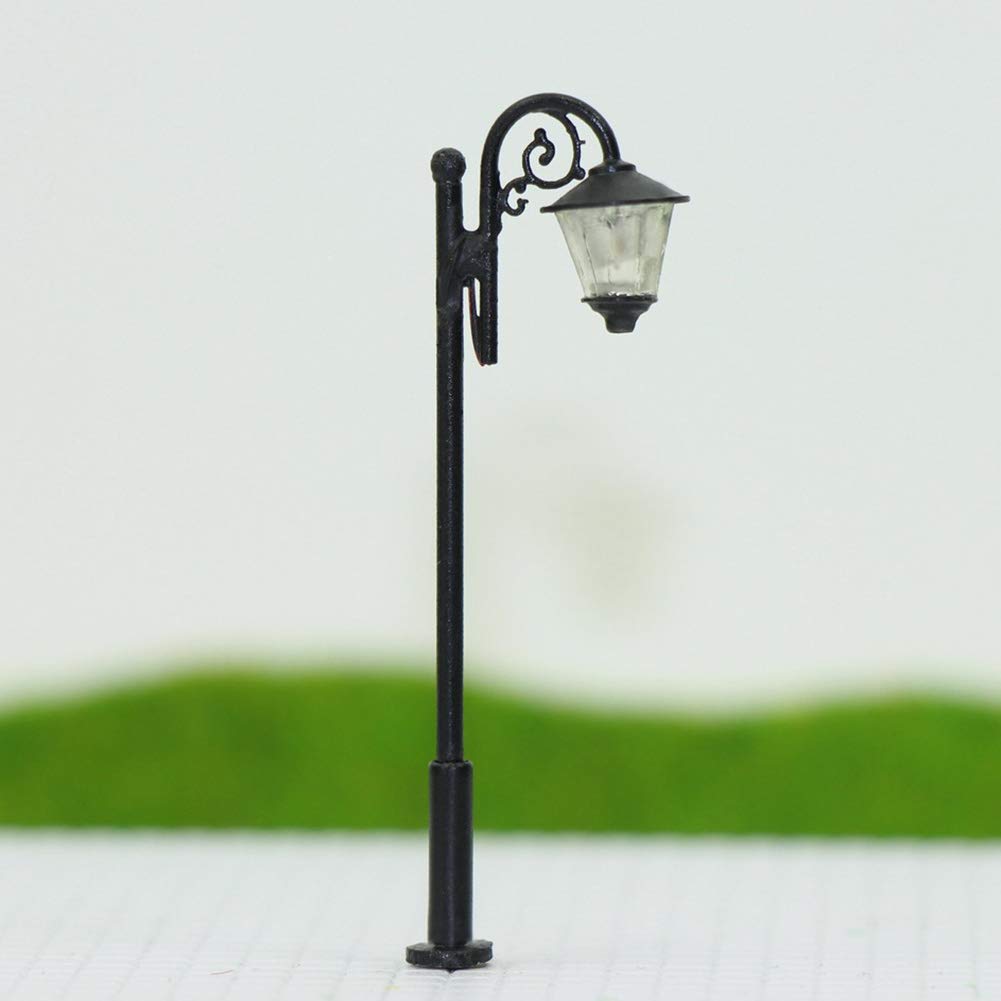 Evemodel 10 Stück Modell Spur N 1:160 Lampen warm weiß Beleuchtung Leuchte Straßenlampen Modellbau Dekor