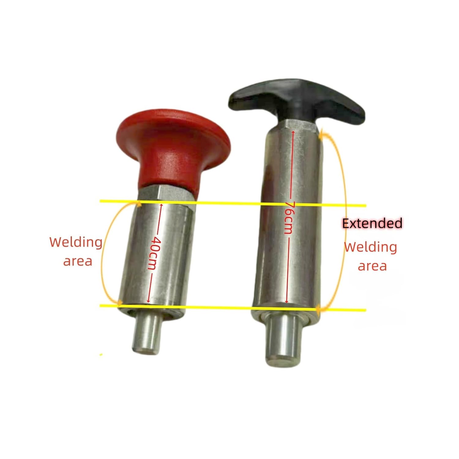 Handle Lock Spring-Loaded Pull pin, Welded Steel Barrel Positioning pinExtended Black/red Handle Pull Rod knob (1, Red Handle Dia:2/5in)