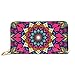 Produktbild JHGFG Mode Handtasche Reißverschluss Brieftasche Vektor Mandala Ornament Blumentapete Telefon Clutch Geldbörse Abendkupplung Blocking Leder Brieftasche Multi Card Organiz