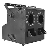フォグマシン 900W 3 in1 LED バブルマシン 2つのノズルデザイン バブルフォグマシン 大容量 DMX リモートコントロール スモークバブルマシン ライト付き パーティー 結婚式 ハロウィン (ブラック)
