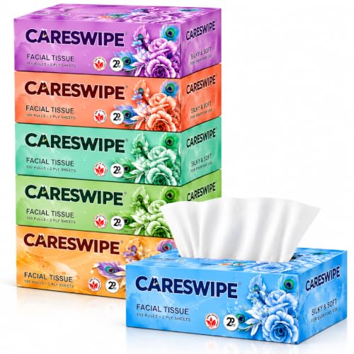 Image of 2 Ply Facial Tissue Box | 600 Pulls | 100 Pulls X 6 Cartons | Soft And Highly Absorbent | 100% Natural Virgin Cellulose Fiber Soft & White Paper