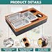 Foydream Couchbar Snackbox, Sofa Tablett Holz mit 3 Snackschalen, 2 Getränkehalter and Handyhalterung, Couch Bar Snackbar für Wohnzimmer Schlafzimmer Garten Camping, Schwarz