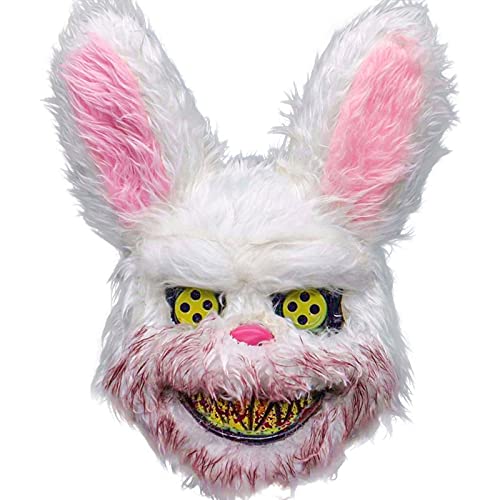 FOX TEARS Halloween Bloody Bunny Mask, Cosplay Furry Mask With Ears, Bad Bunny Party Decorations, Creepy Masks