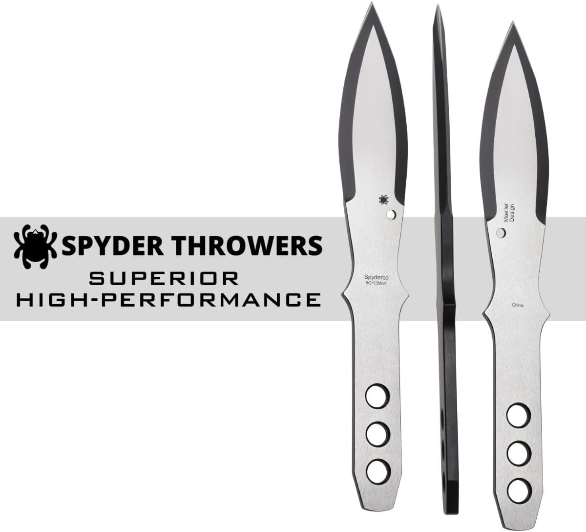 Buy 1 get 1 🔥 Spyderco SpyderThrowers - Small - Set of Three 8Cr13MoV Stainless Steel Knives and Leather Sheath - TK01SM