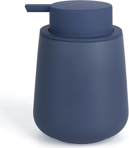 Bosilunlife Dispensador de jabón para baño, dispensador de jabón de cerámica azul, loción, bomba de mano, botella de jabón para cocina, dispensador