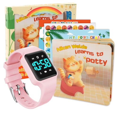 Image of Toddler Potty Training Set - Potty Training Watch with Musical /Vibration Countdown Alerts, Fun Board Book, Progress Chart & Reward Stickers - Interactive Potty Training Kit for Kids Ages 2-6