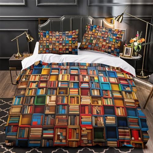 Housse de couette étagères de livres 3D zippée pour simplifier le lit des ados