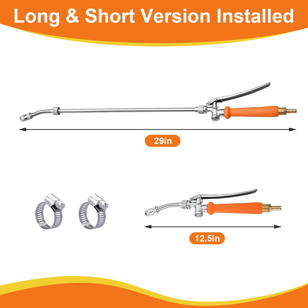 YUETTYY Edelstahl Sprühstab 29 Zoll - Verstellbare Düse Mit 1,1m Schlauch