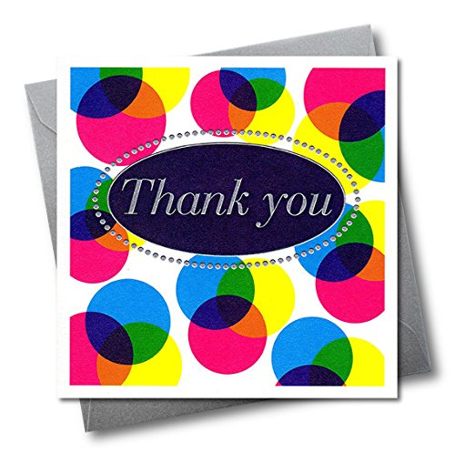 Claire Giles Greeting Cards, Thank You Card, Colours design Thank You Greeting Card, Embossed and Foiled text