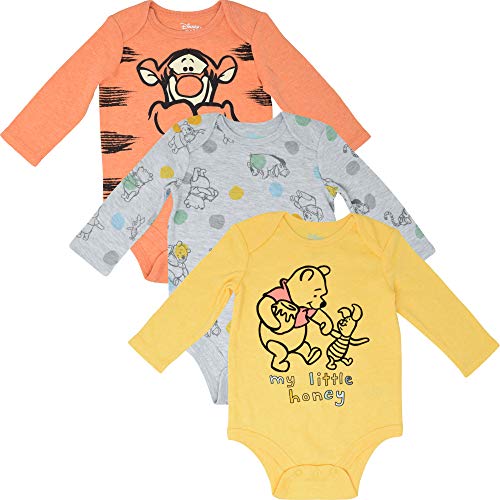 Disney Winnie The Pooh Baby Boys 3 Pack Long Sleeve Bodysuits Multicolored 6-9 Months