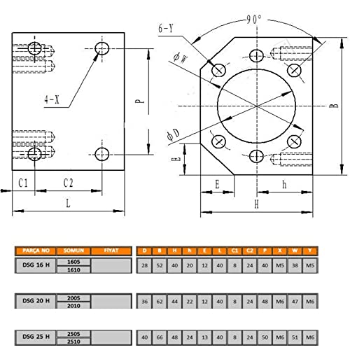 DIBOTISCNC Kugelumlaufspindel SFU1605 1050mm Gewindespindel Edelstahl Kugelumlaufspindel mit BK12/BF12 Unterstützung Muttergehäuse und Kupplungssatz für CNC-Maschinen