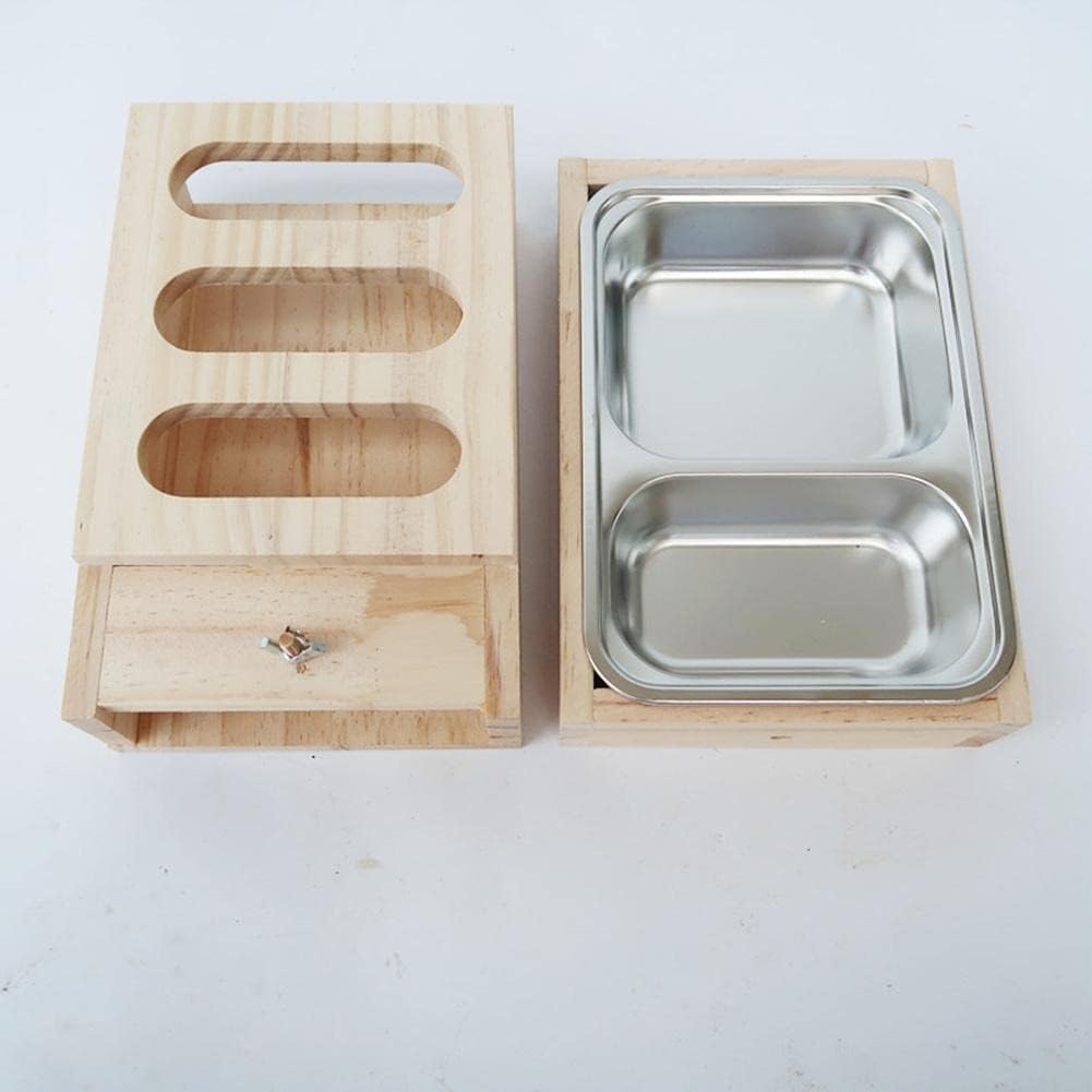 2 in 1 Feeding Pot Grass Stand for Rabbit Wooden Hay Feeder Pan Combo Self Stand Feeding Manger Large Hay Dispenser
