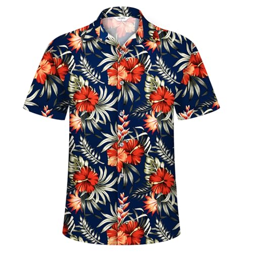 Image of Hawaiian Shirt for Men Tropical Shirts Summer Beach Button Down Short Sleeve Luau Aloha Floral Cruise Vacation Outfit 2026