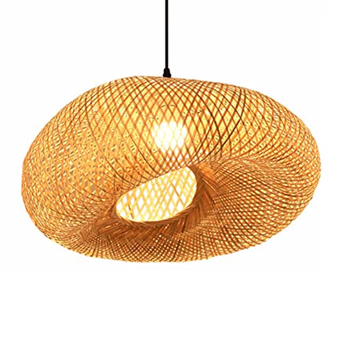 Lustre en bambou tressé main artisanat d'art suspension rotin zen