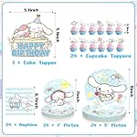 Cartoon Birthday Party Decorations, Party Supplies Set Include Banner, Balloons, Backdrop, Cake Cupcake Toppers, Tablecloth for Kids Theme Party Favors (Multi-134PCS) - Image 4