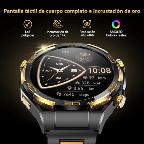 IOWODO Reloj Inteligente Hombre Lujo, Smartwatch 1.43