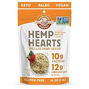 Manitoba Harvest Hemp Hearts Shelled Hemp Seeds, 16oz, 10g Plant Based Protein and 12g Omega 3 & 6 per Serving, Perfect for smoothies, yogurt & salad, Non-GMO, Vegan, Keto, Paleo, Gluten Free
