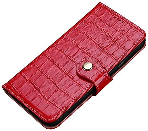 Étui iPhone 13 Pro Max GUMMMY en cuir crocodile rouge avec porte-cartes intégré