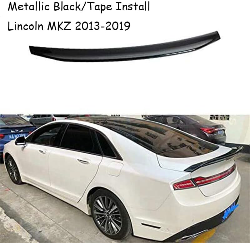 mutusaisi rear trunk lip spoiler wing duckbill metallic black trim compatible with lincoln mkz 2013-2020 accessories