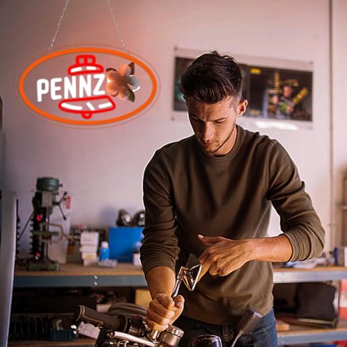 Image of WonderfulLife Pennz Oil Neon Sign for Garage Decor,Motor Oil Led Signs for Man Cave Lube Store or Auto Repair Store Display Lighting,5V USB Easy Hanging.