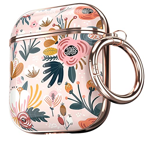 Maxjoy For Airpods Case Cover, Flower Cute Airpod 2 Case For Women Girls Hard Protective Ipod Cover With Keychain Compatible With Apple Airpod 2Nd 1St Generation Charging Case 2&1, Floral #TOP13