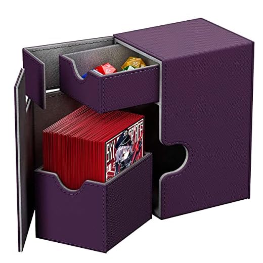 Scimi Pro Deck Box Heavy Duty Card Case for 120+ Sleeved Cards Case Large Twin Flip Deck Case with Storage Dice Tray Fits Pokemon/EDH/YuGiOh/MTG/TCG/CCG(Purple)